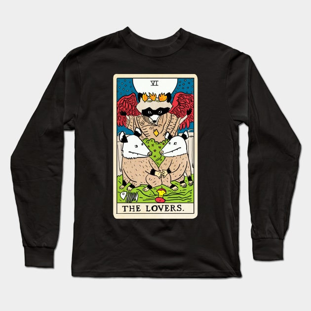 Opossum Tarot Card The Lovers Long Sleeve T-Shirt by Hillopurkki